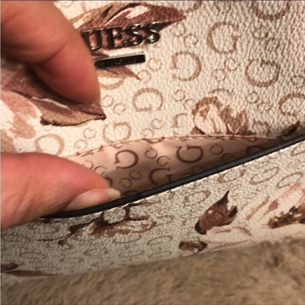 Guess White and Brown Floral Crossbody Bag - Picture 2 of 2